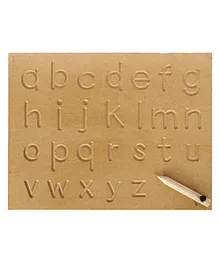 CLAPJOY Educational Small Alphabet Tracing Wooden Board With Pencil - Brown