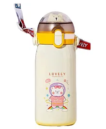 WISHKEY Colorful & Attractive Insulated Stainless Steel Sipper Water Bottle For Kids Cute Cartoon Printed School Bottle With Lock & Holder For Boys & Girls - 530 ml (Colour May Vary)