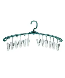 FunBlast Clothes Hanging Hook Set with 12 Clips - Green