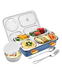 FunBlast Stainless Steel Lunch Box with Spoon and Fork - Blue