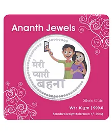 Ananth Jewels Pure Silver Coin Rakhi Gift for Sister Happy Raksha Bandhan - Silver