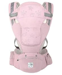 POLKA TOTS Baby Carrier 6 in 1 Convertible Hip Seat Highly Cushioned with Strong Back & Lumbar Support With Adjustable Waistbelt - Shell Pink