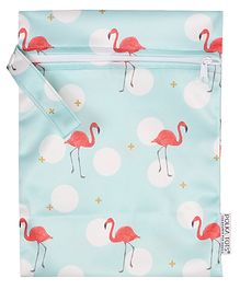 POLKA TOTS Waterproof & Reusable Wet Dry  Diaper Bag with Zipper for Travel Toiletries (20 x 25 CM Flamingo)