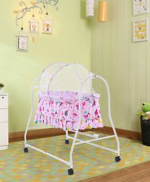 baby cradle with kitty print  pink