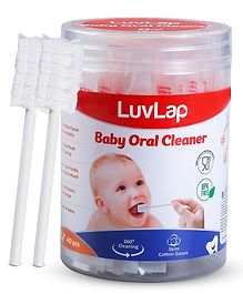 LuvLap 40pcs Oral Care Disposable Mouth Swabs for Cleaning Tooth, Swabsticks Baby Tongue Cleaning, 0-36 Months, White