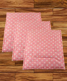 Mittenbooty Baby Soft Quilted Cotton Plastic Sleeping Mat Waterproof Foam Cushioned Changing Sheet Pack Of 3 Star Print - Pink