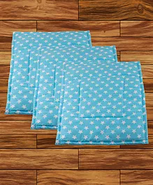Mittenbooty Baby Soft Quilted Cotton Plastic Sleeping Mat Waterproof Foam Cushioned Changing Sheet Pack Of 3 Star Print - Blue