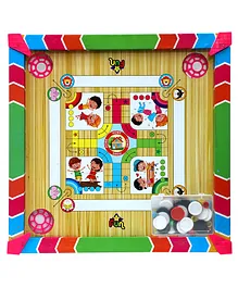 Mega Play Carrom Board With 3 Games Small - Multicolor
