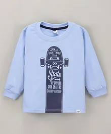 Teddy Cotton Full Sleeves T-Shirt Text Printed- Blue
