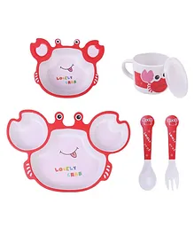 Negocio Mealtime Crab Shaped Bamboo Fibre Tableware Set - Red White