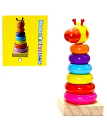 WOW Toys Delivering Joys of Life Wooden Rainbow Stacking Rings 7 Layer Ziraffe Tower - Multicolour