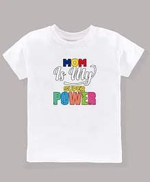 KAVEE 100% Cotton Biowashed Full Sleeves Mom Is My Superpower Print Tee - White