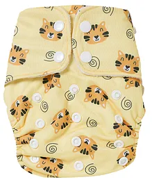 haus & kinder Be Pawsitive Reusable Baby Cloth Diaper With Cotton Insert & Booster Pads Print Freesize - Yellow