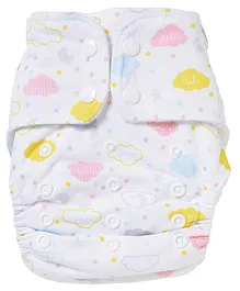 haus & kinder Skyis Reusable Baby Cloth Diaper With Cotton Insert & Booster Pads Print Freesize - Cream