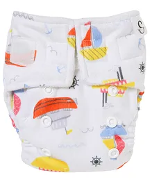 haus & kinder Sea La Vie Reusable Baby Cloth Diaper With Trifold Cotton Insert - Off White