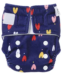 haus & kinder Big Luv Reusable Baby Cloth Diaper With Trifold Cotton Insert - Navy Blue
