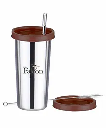 PDD FALCON Steel Classic Sipper Glass with Brush Brown -520ml