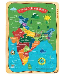 Lattice India Map Wooden Jigsaw Puzzle Multicolour - 40 pieces 