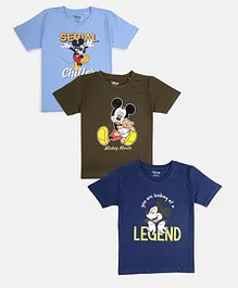 Nap Chief Pack Of 3 Half Sleeves Mickey Mouse Serial Chiller Print T Shirt - Blue Bottle Green