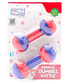 Baby Steps Musical Dumbel Rattle Pack of 2 - Red (Color May Vary)