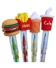 Toyshine Pack of 4 Fast Food Colorful Pencils with Fancy Tops - Multicolor