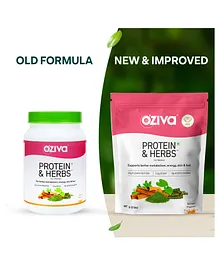 OZiva Protein & Herbs Natural Protein Powder with Ayurvedic Herbs like Shatavari Giloy Curcumin & Multivitamins for Better Metabolism Skin & Hair Mango - 1 kg