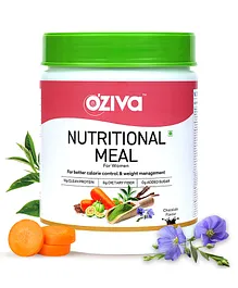 OZiva Nutritional Meal Women High in Protein with Ayurvedic Herbs like Shatavari, Brahmi,Ginseng, Flax Seeds for Weight Management Meal Replacement Shake Chocolate - 500 gm