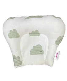 Polka Tots 100% Cotton Baby Head Pillow Cloud Design - Green