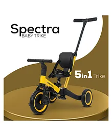 Baybee Spectra 5 in 1 Tricycle With Parental Push Handle & Seat Belt - Yellow