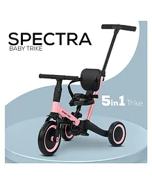 Baybee Spectra 5 in 1 Tricycle With Parental Push Handle & Seat Belt - Pink