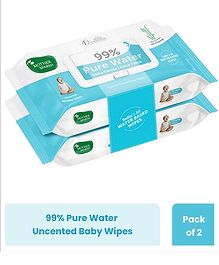 Mother Sparsh Baby 99% Pure Water Baby Wipes Super Saver Travel Friendly Combo Pack Wipes Made with Plant Based Fabric Pack of 2 - 40 Pieces Each
