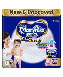 MamyPoko Extra Absorb Pant Style Diapers Large - 10 Pieces