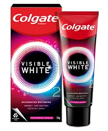 Colgate Visible White O2 Teeth Whitening Toothpaste Peppermint Sparkle - 50 gm