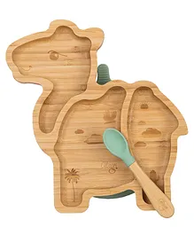 Citron Baby Camel Bamboo Suction Plate with Spoon - Green 