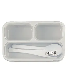 Citron Bento Style Lunchbox Mini With 3 Compartments With Fork and Spoon - Grey
