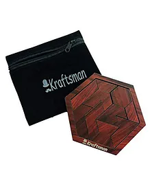 Kraftsman Portable Wooden Game Hexagon Puzzle Brown - 10 Pieces