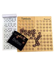 Kraftsman Wooden Portable Tambola Board Game with 600 Tickets - Multicolor