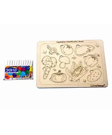 Kraftsman Vegetable Identification Puzzle Board With Sketch Pen Kit - Multicolor