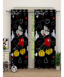 Fun Homes Disney Mickey Print Polyester Special Blackout Crush Eyelet Door Curtain Set of 2 - Black 