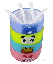 Dhawani Cartoon Print Feeding Bowl Pack of 4 - Multicolor