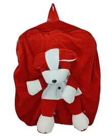 DHAWANI Dog Design Plush School Bag Red - 15.7 Inches