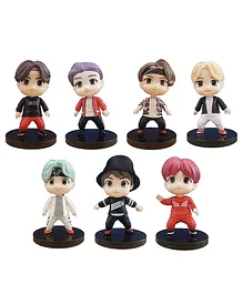 AUGEN BTS Bangtan Action Toy Figure and Cake Topper Collectible Limited Edition Pack of 7 - 8 cm 