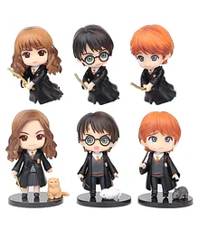 Augen Harry Potter Action Figure Standing Hermoine Ron Weasely & Harry Pack of 6 - Height 9 cm