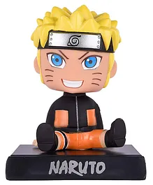 Augen Super Hero Naruto Action Figure Limited Edition Japanese Anime Bobblehead With Mobile Holder For Car Dashboard Office Desk & Study Table Yellow - Height 7 cm 
