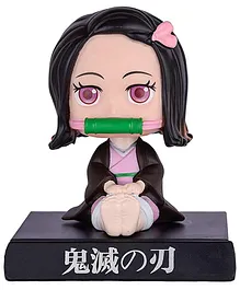 Augen Super Hero Nezuko Action Figure Limited Edition Bobblehead With Mobile Holder For Car Dashboard Office Desk & Study Table Multicolour - Height 15 cm 