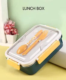 Deluxe Stainless Steel Lunch Box With Fork and Spoon - Blue