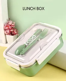 Deluxe Stainless Steel Lunch Box With Fork and Spoon - Green