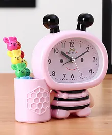 Honey Bee Alarm Clock with Pen Holder - Pink