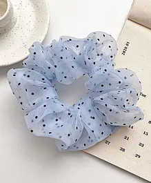 Flaunt Chic Polka Dot Detail Scrunchie Hair Tie - Light Blue