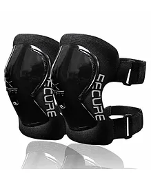Jaspo Secure Hybrid Knee Pad Knee Guards For Skating Cycling Skateboarding Roller Skating Inline Skate Running & All Outdoor Games Breathable Washable Fabric Protective Guards Black Medium